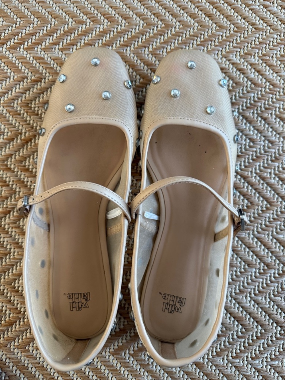 wild fable Nude/Tan Mary Jane Flats with Rhinestone Studs - Picture 4 of 5